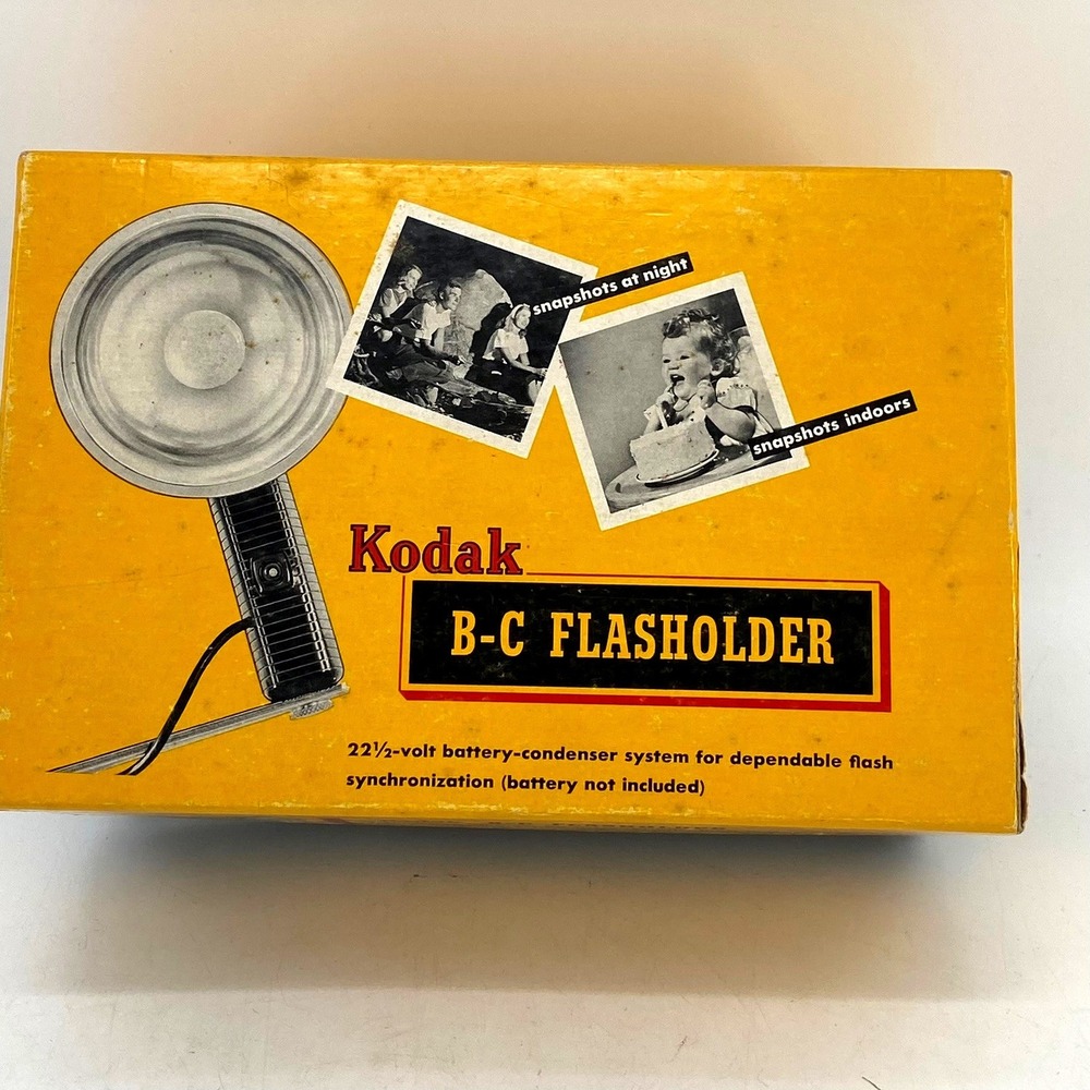 VTG 50s Kodak B-C Flashholder Camera Flash Unit with Original Box and Bracket